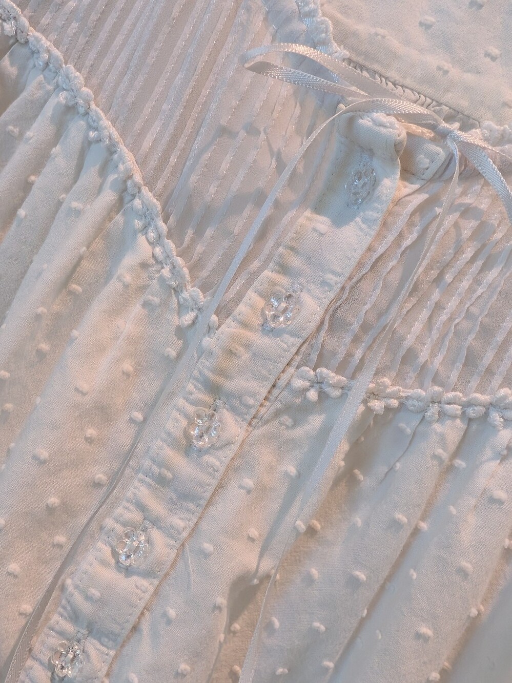 VTG Eileen West Nightgown Nap Dress Traditional Swiss Dot Ruffle Cottagecore S - Picture 2 of 9